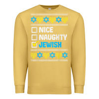 Antique Gold nice naughty jewish ugly hanukkah sweater chanukah jew gift premium t Premium Sweatshirt - minhPixels