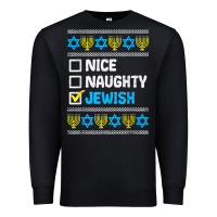 Black nice naughty jewish ugly hanukkah sweater chanukah jew gift premium t Premium Sweatshirt - minhPixels