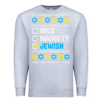 Heather Grey nice naughty jewish ugly hanukkah sweater chanukah jew gift premium t Premium Sweatshirt - minhPixels