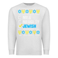Oatmeal Heather nice naughty jewish ugly hanukkah sweater chanukah jew gift premium t Premium Sweatshirt - minhPixels