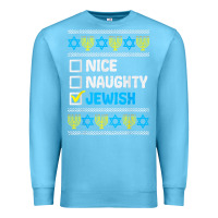 Ocean Blue nice naughty jewish ugly hanukkah sweater chanukah jew gift premium t Premium Sweatshirt - minhPixels