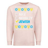 Pale Pink nice naughty jewish ugly hanukkah sweater chanukah jew gift premium t Premium Sweatshirt - minhPixels