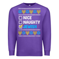 Purple nice naughty jewish ugly hanukkah sweater chanukah jew gift premium t Premium Sweatshirt - minhPixels