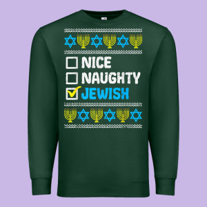 Nice Naughty Jewish Ugly Hanukkah Sweater Chanukah Jew Gift Premium T Premium Sweatshirt Designed By Minhpixels