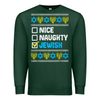 Sports Green nice naughty jewish ugly hanukkah sweater chanukah jew gift premium t Premium Sweatshirt - minhPixels