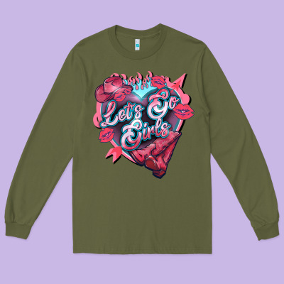 Let's Go Girls Pink Valentine's Day Long Sleeve Tee Designed By Howdyjamesfarm