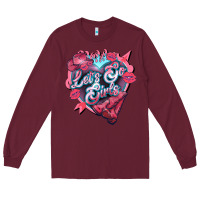 Burgundy Let's go girls pink Valentine's Day Long Sleeve Tee - HowdyJamesFarm