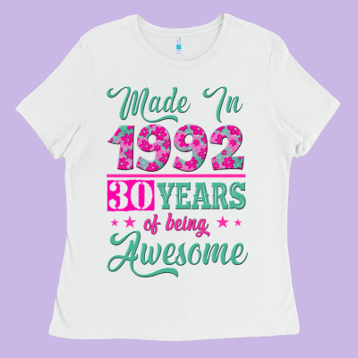 Made In 1992, 30 Years Of Being Awesome Ladies Tee Designed By Jasminsmagicworld