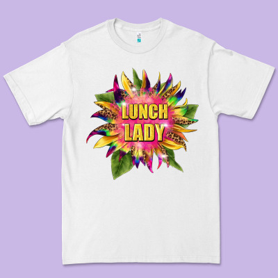 Lunch Lady Tie Dye Sunflower Premium Tee Designed By Barkaloodesign