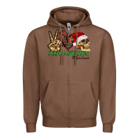 Chestnut Peace Love Rock Christmas Zipper Hoodie - CowhideDigitalArt