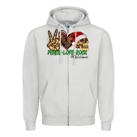 Dove Grey Peace Love Rock Christmas Zipper Hoodie - CowhideDigitalArt