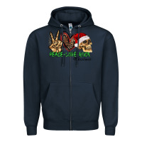 Navy Peace Love Rock Christmas Zipper Hoodie - CowhideDigitalArt