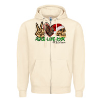 Sandshell Peace Love Rock Christmas Zipper Hoodie - CowhideDigitalArt