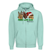 Seafoam Peace Love Rock Christmas Zipper Hoodie - CowhideDigitalArt