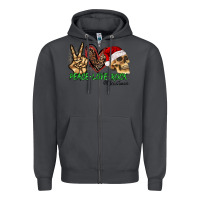 Smoke Peace Love Rock Christmas Zipper Hoodie - CowhideDigitalArt