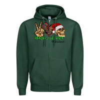 Sports Green Peace Love Rock Christmas Zipper Hoodie - CowhideDigitalArt