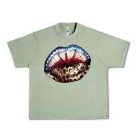 Oil Green American lip leopard 4th of july Urban Heavy Tee - HowdyJamesFarm