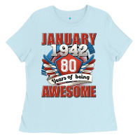 Baby Blue january 1942 80 years of being awesome Ladies Tee - Jasminsmagicworld
