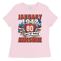 Bubblegum Pink january 1942 80 years of being awesome Ladies Tee - Jasminsmagicworld