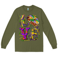 Army Green mardi gras love with king cake Long Sleeve Tee - RanaPortraitStore