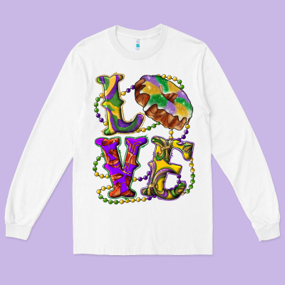Mardi Gras Love With King Cake Long Sleeve Tee Designed By Ranaportraitstore
