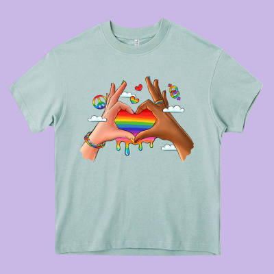 Lgbtq Pride Hands Heavy Core Tee Designed By Lillyallendesigns