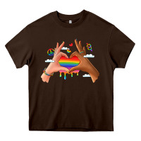 Chocolate Brown lgbtq pride hands Heavy Core Tee - LillyAllenDesigns
