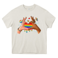 Cream lgbtq pride hands Heavy Core Tee - LillyAllenDesigns