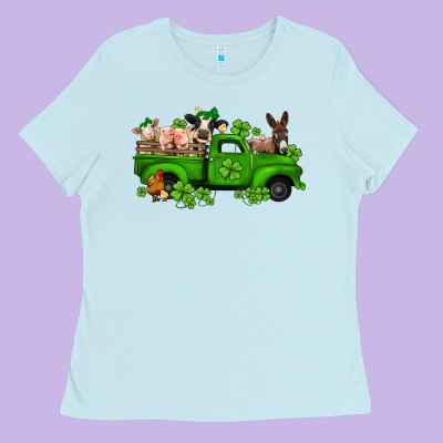 St Patricks Farm Animals Truck Ladies Tee Designed By Jasminsmagicworld