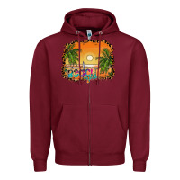 Burgundy beach vibes Zipper Hoodie - CowhideDigitalArt