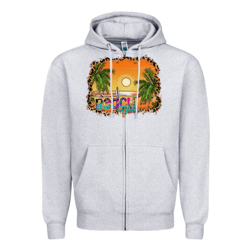 Beach Vibes Zipper Hoodie by CowhideDigitalArt | Teevron