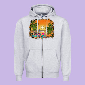 Beach Vibes Zipper Hoodie Designed By Cowhidedigitalart