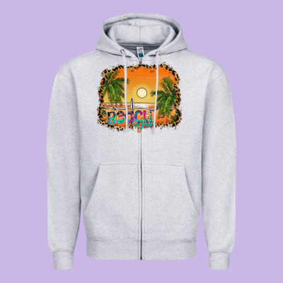 Beach Vibes Zipper Hoodie Designed By Cowhidedigitalart