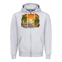 Heather Grey beach vibes Zipper Hoodie - CowhideDigitalArt