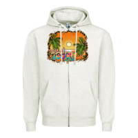 Oatmeal Heather beach vibes Zipper Hoodie - CowhideDigitalArt