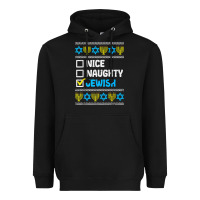 Black nice naughty jewish ugly hanukkah sweater chanukah jew gift premium t Heavyweight Hoodie - minhPixels