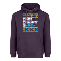 Plum nice naughty jewish ugly hanukkah sweater chanukah jew gift premium t Heavyweight Hoodie - minhPixels