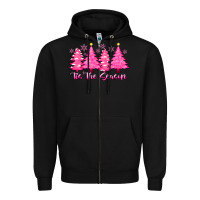 Black Tis the Season Pink Trees Zipper Hoodie - CowhideDigitalArt