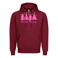 Burgundy Tis the Season Pink Trees Zipper Hoodie - CowhideDigitalArt