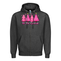 Charcoal Heather Tis the Season Pink Trees Zipper Hoodie - CowhideDigitalArt