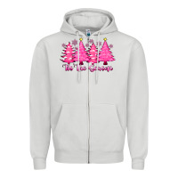 Dove Grey Tis the Season Pink Trees Zipper Hoodie - CowhideDigitalArt