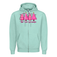 Tis The Season Pink Trees Zipper Hoodie | Teevron