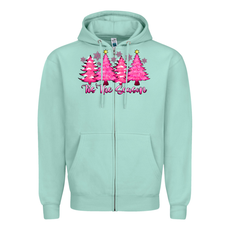 Tis The Season Pink Trees Zipper Hoodie by CowhideDigitalArt | Teevron