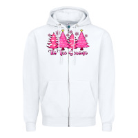 White Tis the Season Pink Trees Zipper Hoodie - CowhideDigitalArt