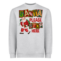 Heather Grey Santa Please Stop Here Heavyweight Sweatshirt - FaDigitalArtStudio
