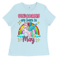 Baby Blue unicorns are born in may Ladies Tee - Jasminsmagicworld