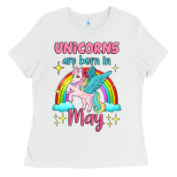 White unicorns are born in may Ladies Tee - Jasminsmagicworld