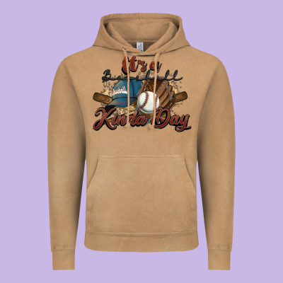 It's A Baseball Kinda Day Vintage Hoodie Designed By Howdyjamesfarm