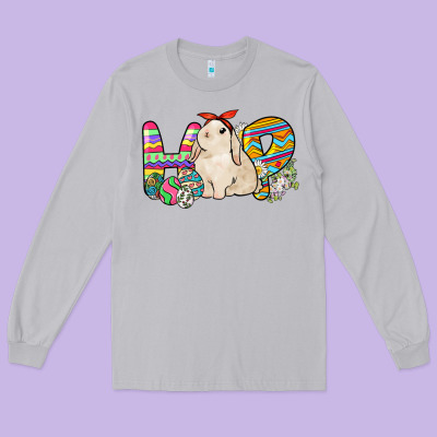 Hop Rabbit Easter Day Long Sleeve Tee Designed By Howdyjamesfarm