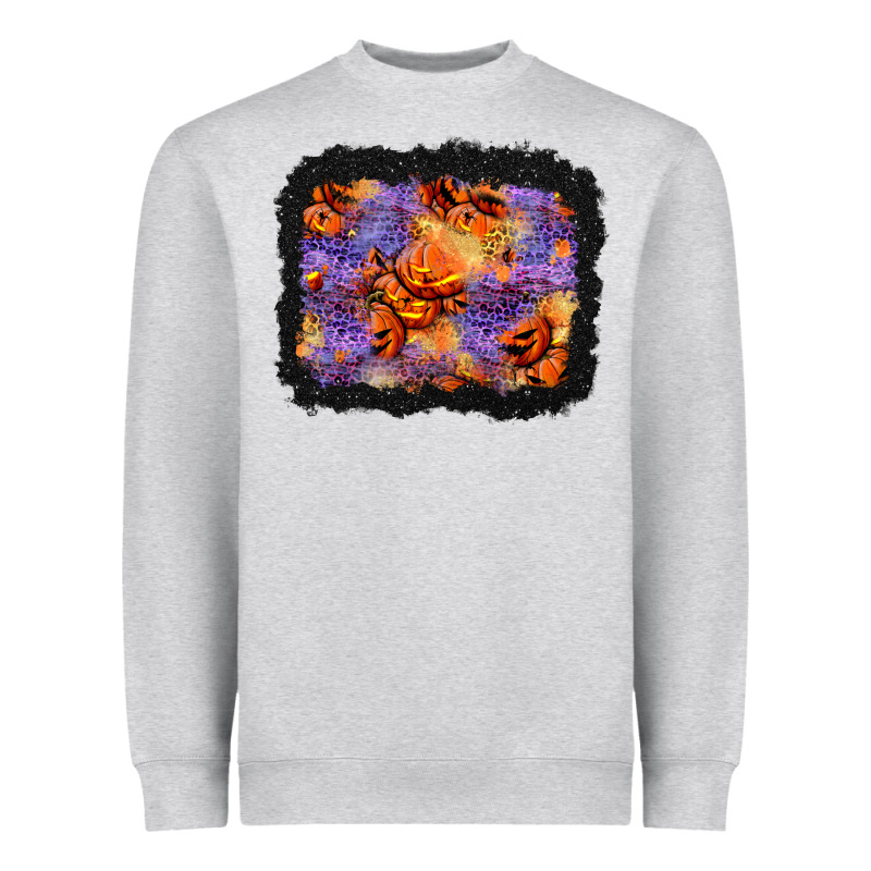 Halloween Pumpkin And Leopard Background Heavyweight Sweatshirt by BundleAndBundleShop | Teevron